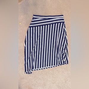 Asymmetric striped skirt